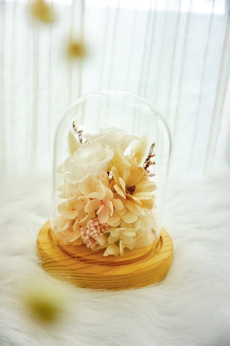 【鹿裳永生花盅夜燈】居家擺飾/客製色系 - 乾燥花/永生花 - 玻璃 