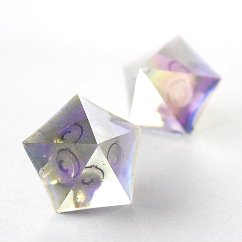 Pentagon earrings (ultraviolet) - ต่างหู - วัสดุอื่นๆ สีม่วง