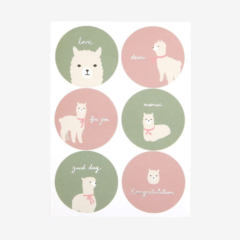 Round message sticker -02 alpaca, E2D00106 - Stickers - Paper Pink