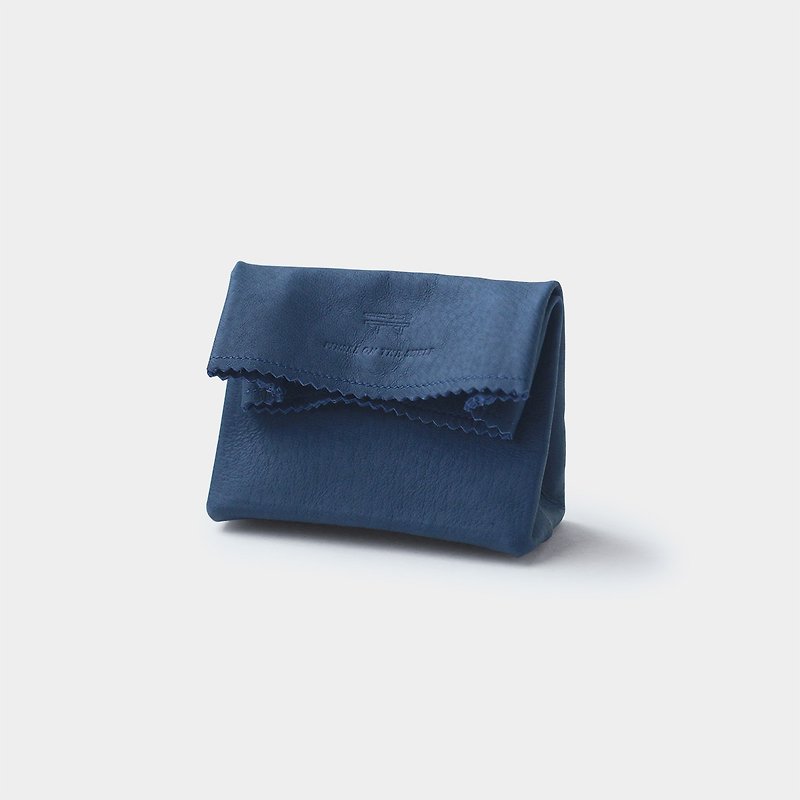 paper pouch : navy - 長短皮夾/錢包 - 真皮 藍色