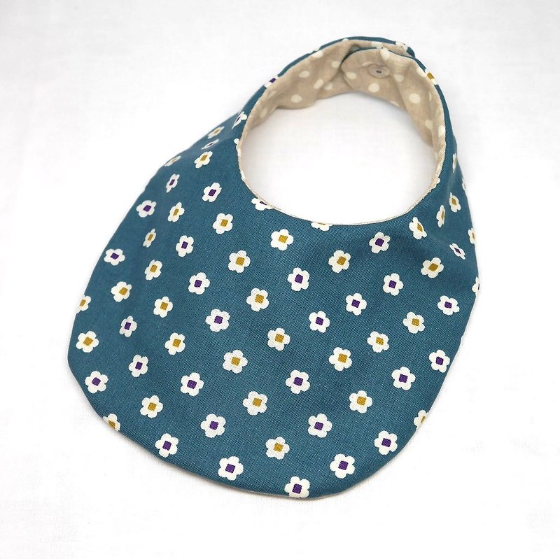 Japanese Handamade Baby Bib / Flower - Bibs - Cotton & Hemp Blue