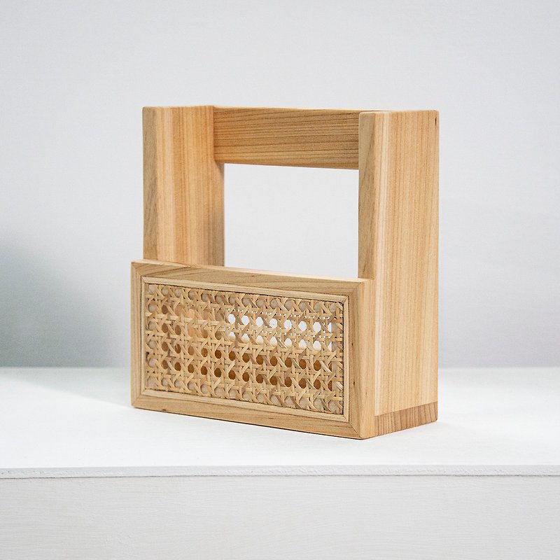 Tomood/ Taiwan fir between soil and wood - handmade solid wood rattan rack storage box (S) - Storage - Wood Khaki