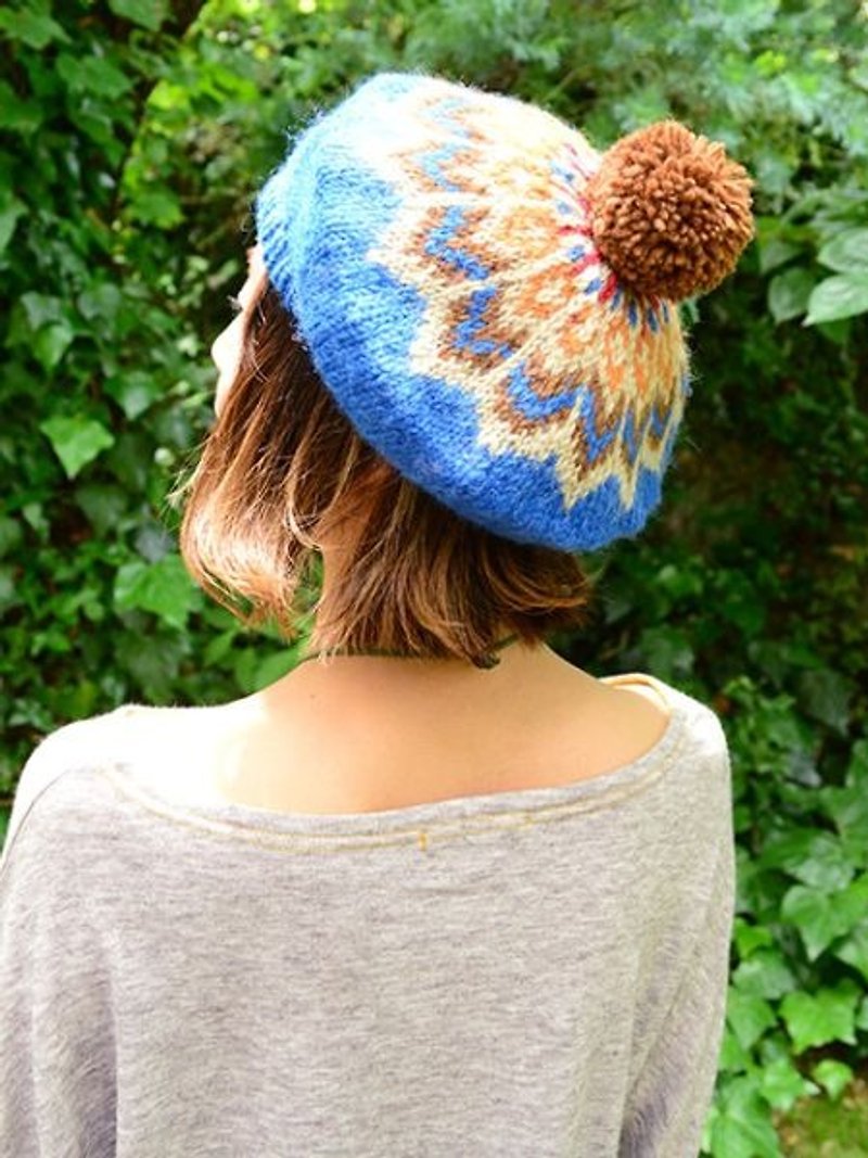 【預購中】✱針織絨球曼陀羅貝蕾帽✱(三色) - 帽子 - 羊毛 多色