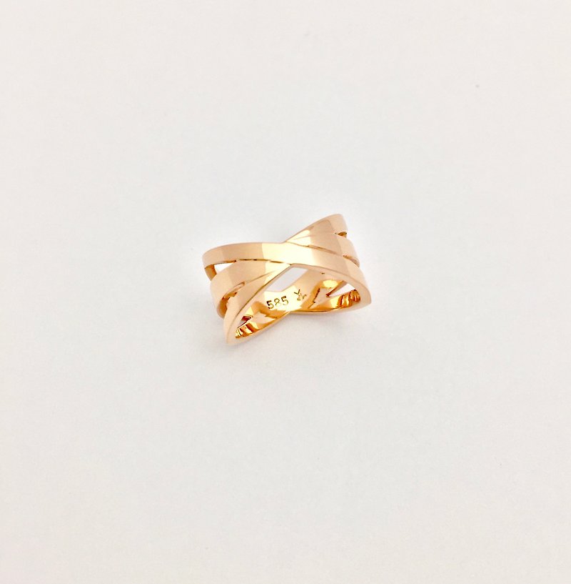 Yi Jewelry - Trinity Ring Rose Gold 14k Tail Ring - แหวนทั่วไป - โรสโกลด์ สีทอง