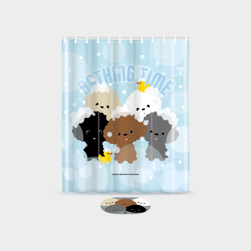 Shower Curtain - Poodle Pattern - เฟอร์นิเจอร์อื่น ๆ - ไนลอน ขาว