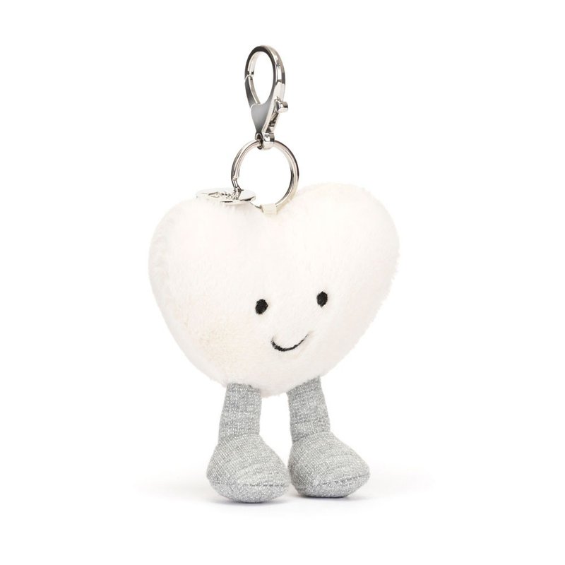 Amuseables Cream Heart Bag Charm - Charms - Polyester White