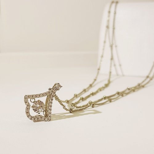 Queen Jocelyn 賈思琳 輕珠寶 【禮物】復古巴黎 青銅色雙鍊式項鍊|青銅|鋯石|雙鍊|簍空