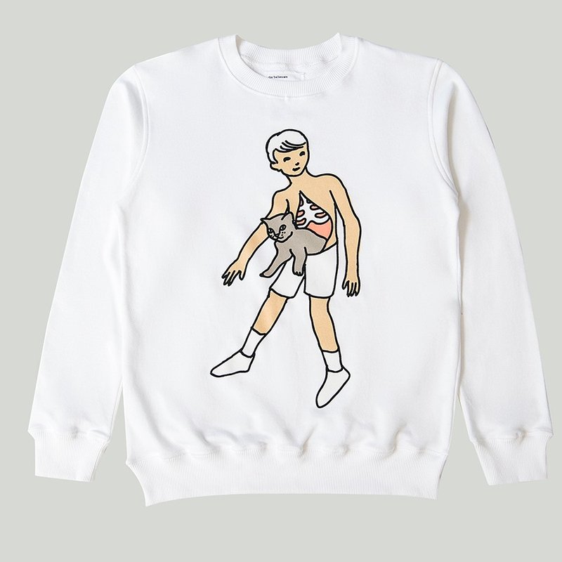 Hans sweatshirt - 男毛衣/針織衫 - 棉．麻 白色