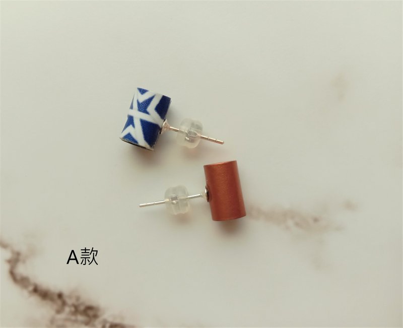 紙耳環 阿拉伯幾何_小小管狀珠_Perlina同系列可換搭 - 耳環/耳夾/耳骨夾 - 紙 金色
