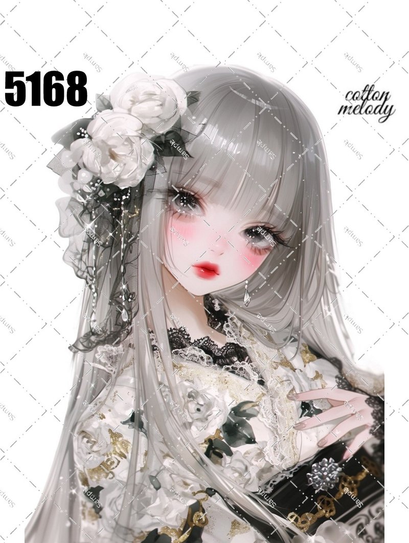 original sticker no.5168 人物ステッカー オリジナルステッカー オリジナル人物ステッカー 装飾ステッカー cotton melody - 貼紙 - 紙 