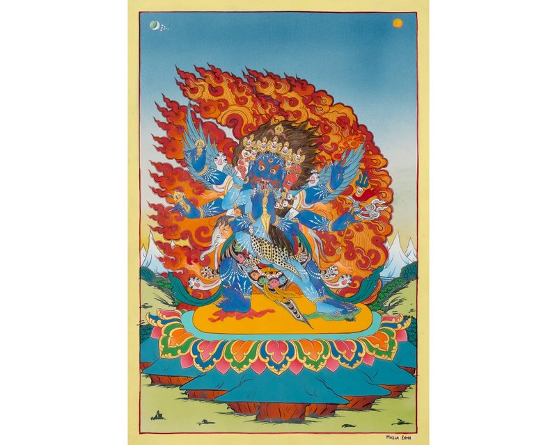 神聖金剛橛唐卡 – 力量與淨化的正宗象徵 - 壁貼/牆壁裝飾 - 其他材質 多色