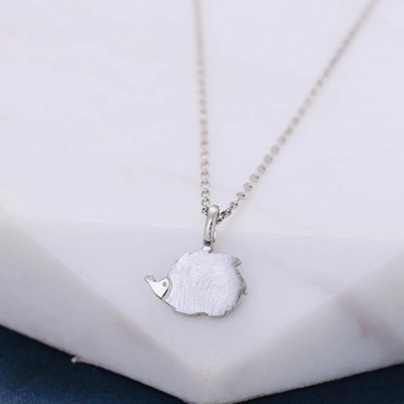 925 sterling silver cute animal series hedgehog earrings sterling silver earrings necklace hedgehog - ต่างหู - เงินแท้ สีเงิน