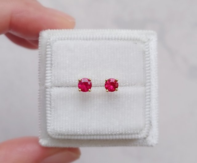 在庫限り - 天然ルビー クラシック 4 本爪セット ピュア 18K