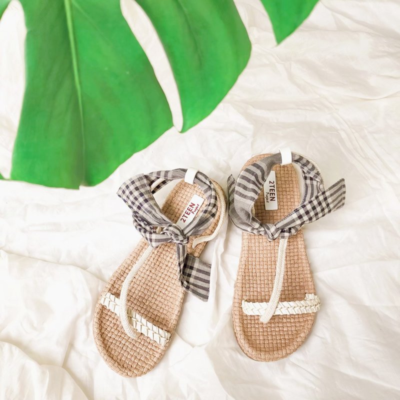 Soft Tie Sandals: Black checkered pattern / Nude / Flora - 女休閒鞋/帆布鞋 - 橡膠 