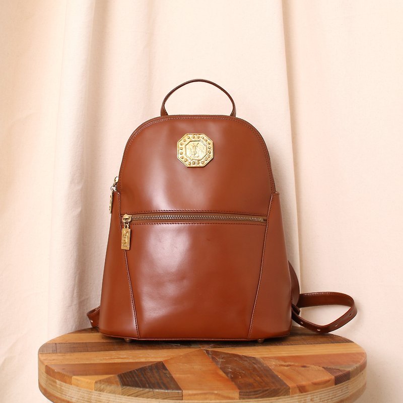 Back to Green:: Yves Saint Laurent caramel back backpack vintage bag - Backpacks - Genuine Leather 