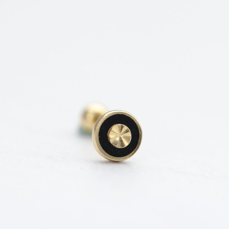 純14K  黑圓形鎖珠耳環(單個)耳骨 耳窩 不退色 - 耳環/耳夾/耳骨夾 - 貴金屬 金色