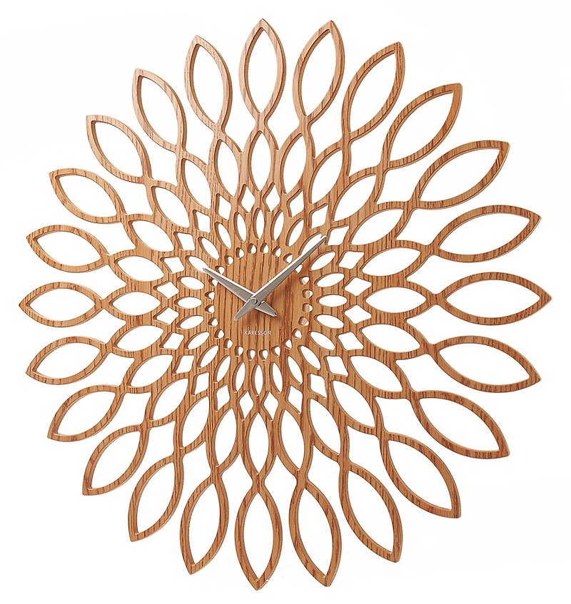 Karlsson, Wall clock 60cm Sunflower MDF wood finish - Clocks - Wood Brown