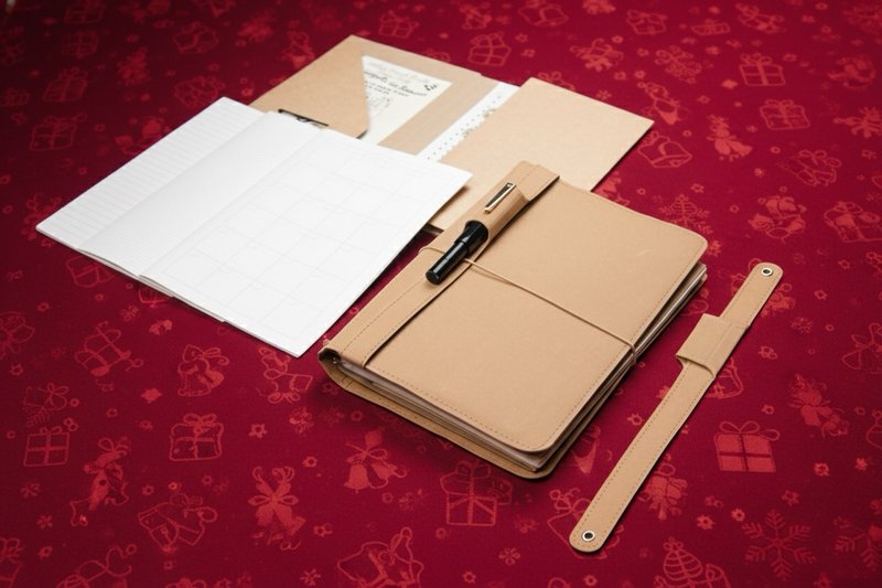 iF德國設計獎2026(淺褐)手帳筆記本六件組客製聖誕禮物免費包裝 - 筆記本/手帳 - 其他材質 卡其色