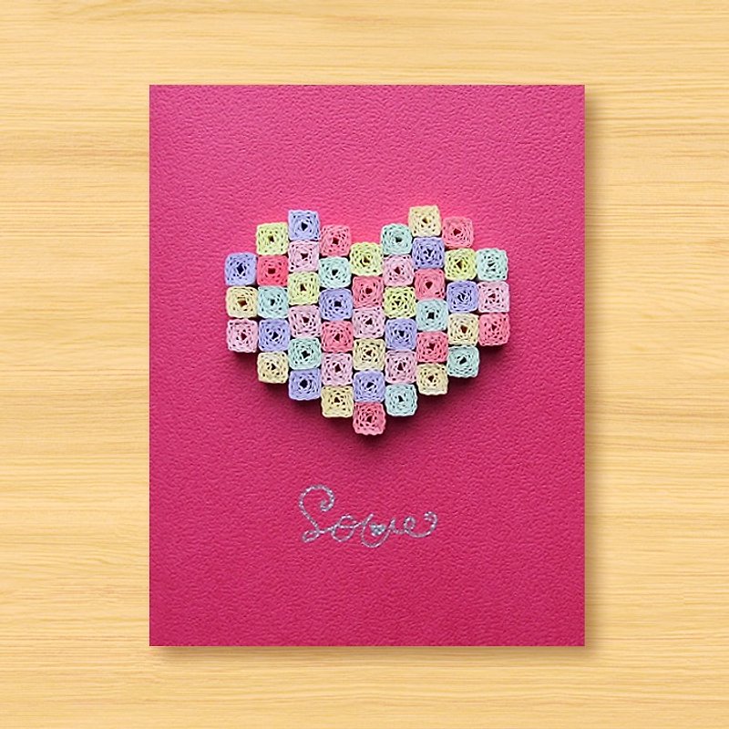 Handmade Roll Paper Card _ Dream Mosaic Love... Valentine Card, Mother Card, Wedding Card - การ์ด/โปสการ์ด - กระดาษ สึชมพู