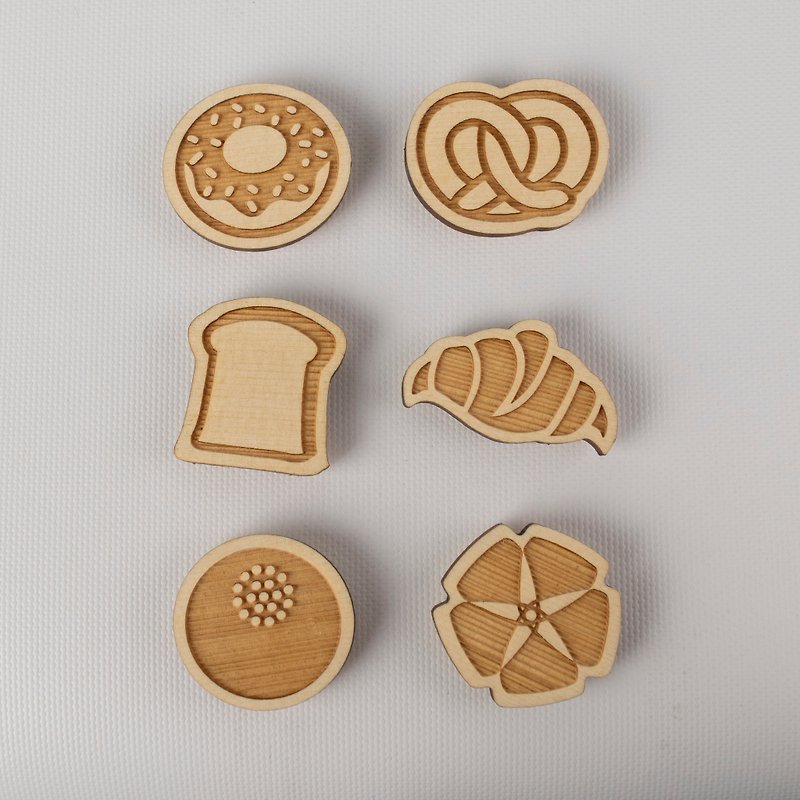 加拿大檜木 Yellow Cedar 磁鐵 Magnet 麵包組合 Bread - 磁石貼/磁鐵 - 木頭 