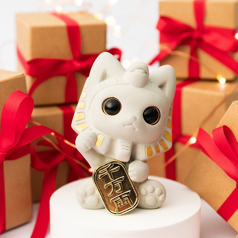 [Out of stock] Lucky cat treasure Lucky cat Cement diffuser Stone exchange gift - น้ำหอม - ปูน สีเทา