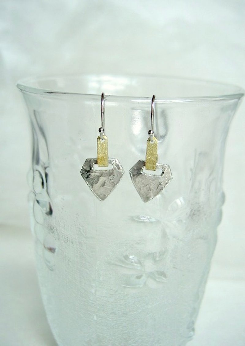 Tin earrings and pentagons - ต่างหู - โลหะ สีเงิน