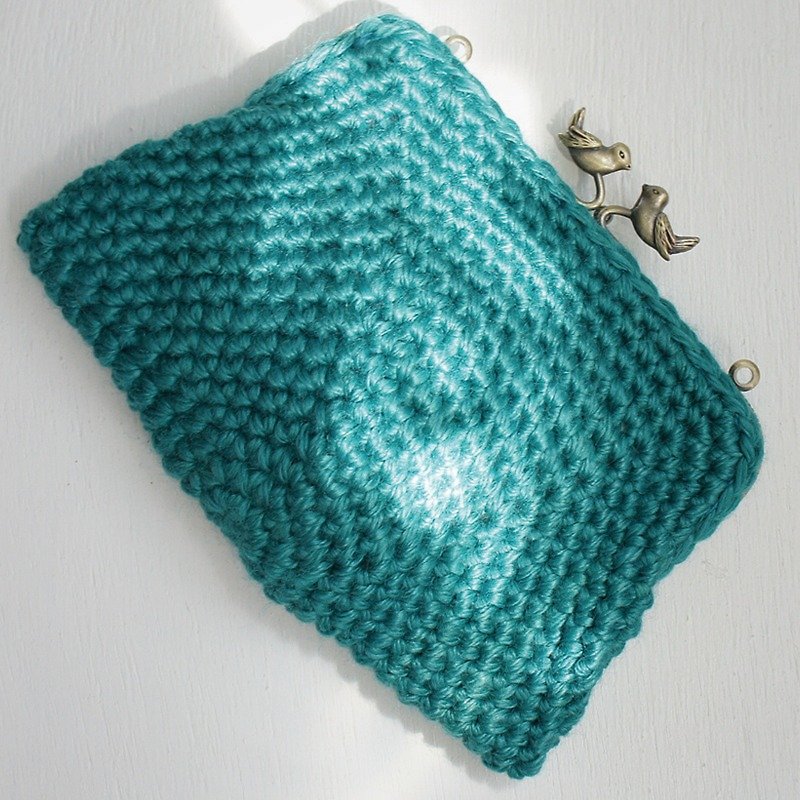 Ba-ba handmade☆ crochet petit-bag (No.C991) - 手提包/手提袋 - 紙 綠色