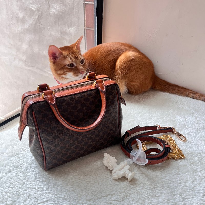【日本中古】Vintage CELINE 1994's 老花迷你波士頓包 - 手提包/手提袋 - 真皮 咖啡色
