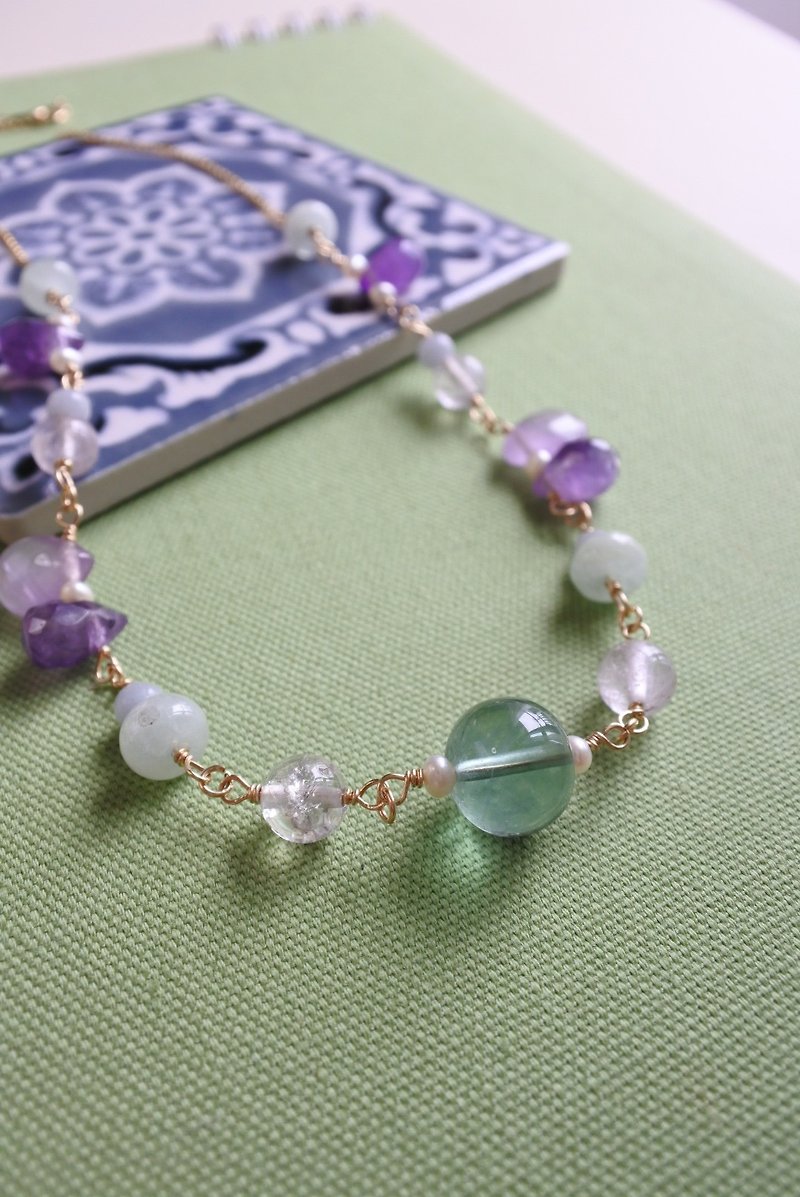14KGF Hydrangea Necklace - Necklaces - Semi-Precious Stones Purple
