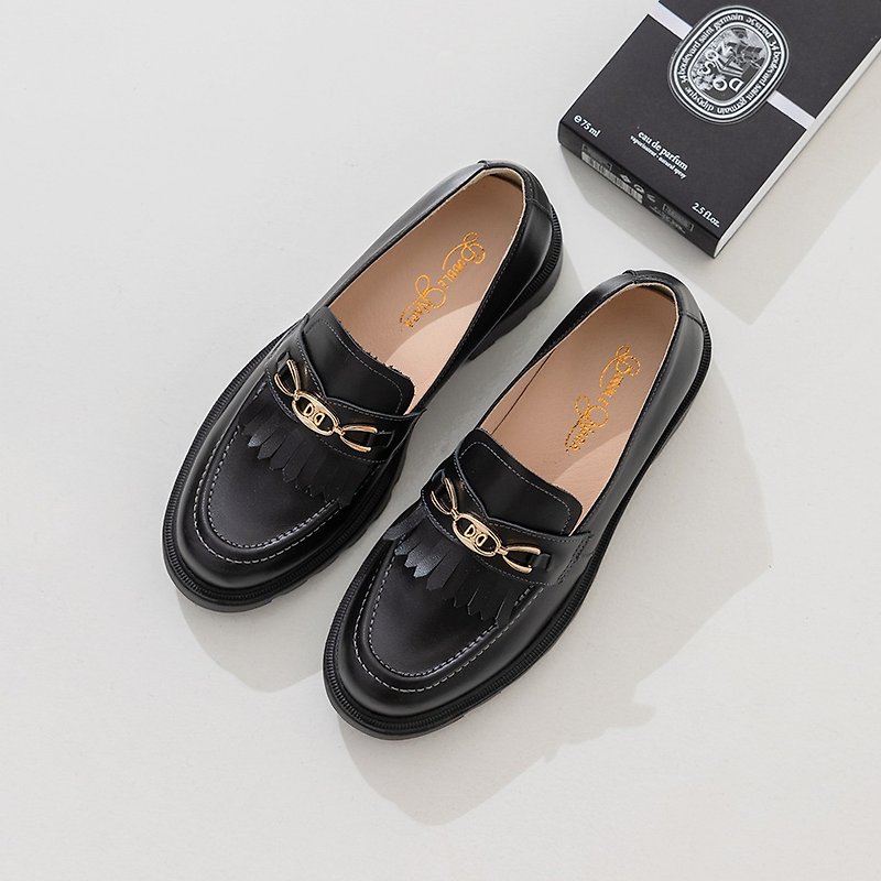 Little Jenny Tassel Loafers-Black Dew - Women's Oxford Shoes - Genuine Leather Black