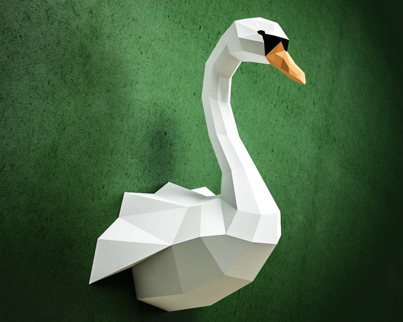 Papercraft Swan, DIY paper craft model, PDF template kit, DIGITAL TEMPLATE - 手工藝教學/工具書 - 其他材質 