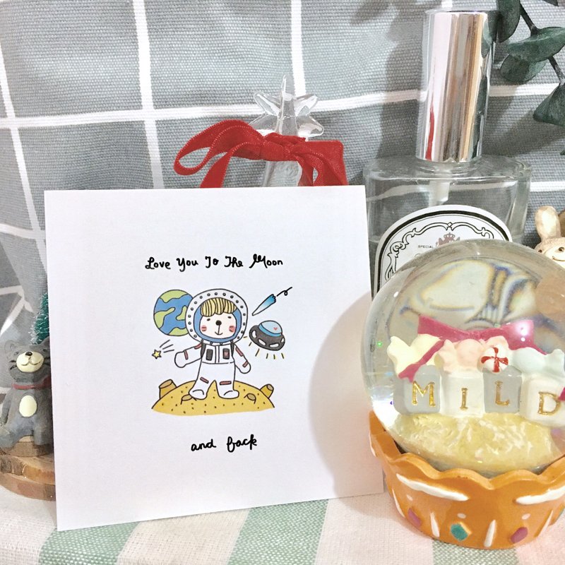 Love You To The MOON and BACK! 情人節 表白小卡 - 卡片/明信片 - 紙 白色