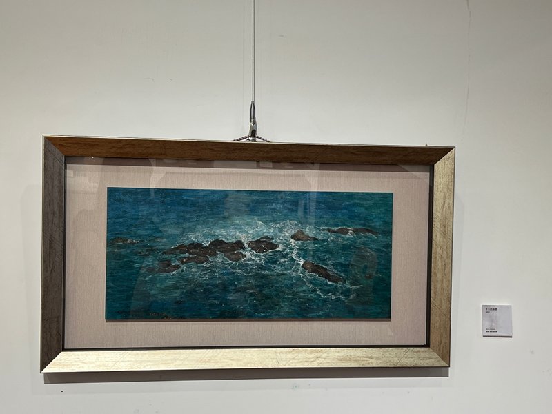 外木山 冬天的海聲  膠彩畫含框總尺寸 74 x 41.5 cm - 海報/掛畫/掛布 - 其他材質 藍色