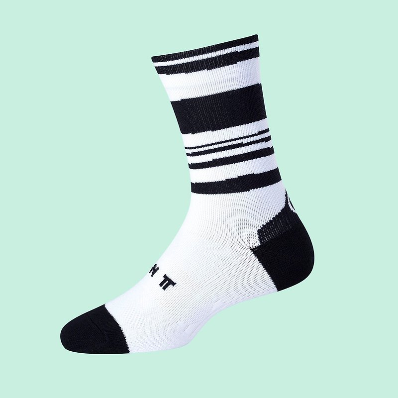 二鐡機能襪-黑白斑馬 - 單車/滑板車/周邊 - 聚酯纖維 白色