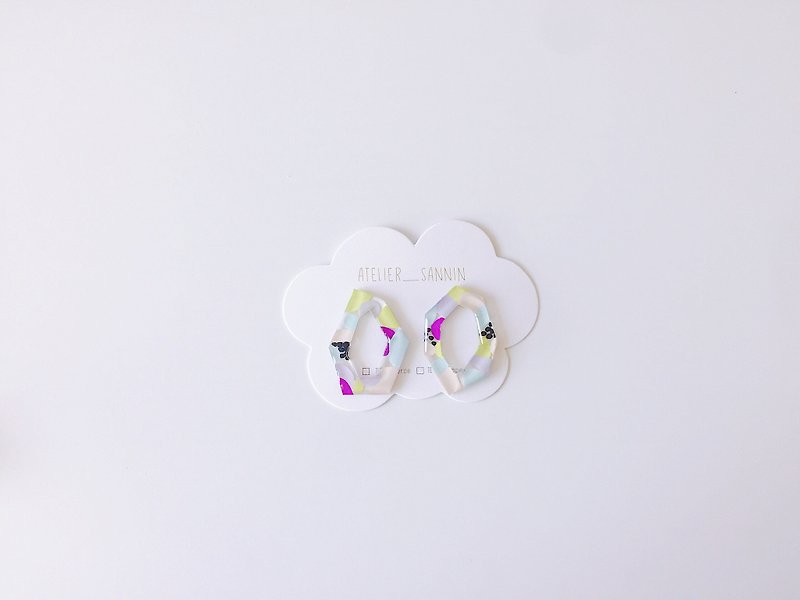 Summer Sea Festival Series - Color Circles Ear Hand-painted Handmade Earrings Ears/ear Clips - Earrings & Clip-ons - Other Materials Purple