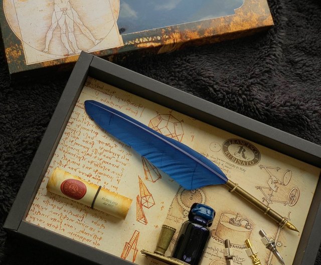 Feather Quill Pen metal Nib Gift Set Ink and Gift Box Included 