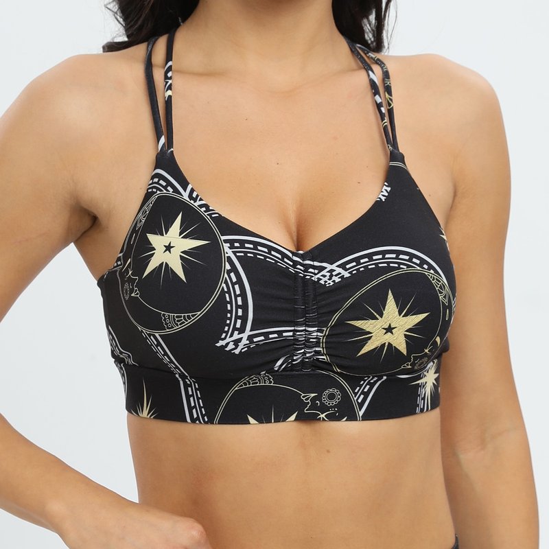 Golden Star Sports Bra - Women's Athletic Underwear - Eco-Friendly Materials Black