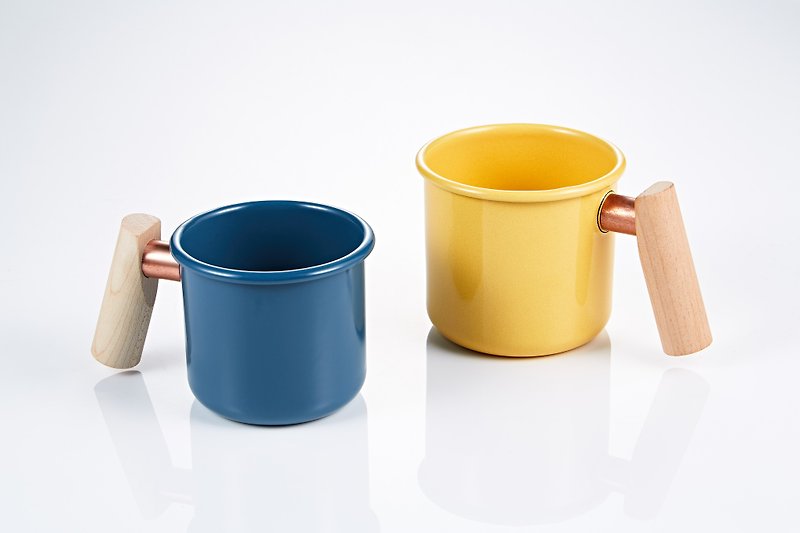 Limited 250ml + 400ml wooden handle new listings during the enamel cup - ถ้วย - วัตถุเคลือบ สีเหลือง