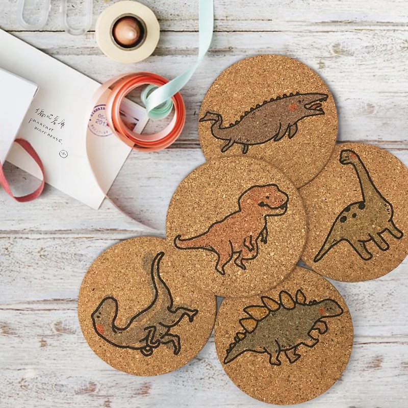 Dinosaur Research Center-Environmentally Friendly Hand-painted Cork Coaster - Coasters - Wood Brown