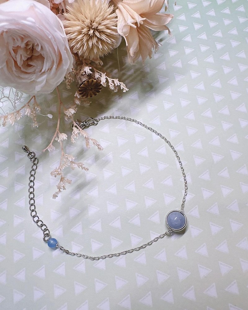 C&W natural aquamarine sterling silver s925 original simple fashion bracelet - สร้อยข้อมือ - เงินแท้ สีเงิน