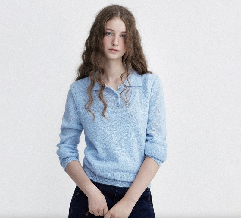 Vintage Minimalism / Soft Polo Neck Sweater Vest / Peruvian Alpaca Wool - สเวตเตอร์ผู้หญิง - วัสดุอื่นๆ หลากหลายสี