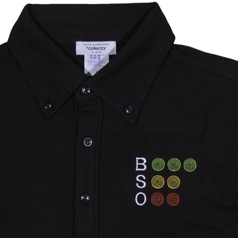 Father's day. A gift for baseball lovers. Neon sign BSO (ball, strike, out) embroidered polo shirt up to XXXL size - Women's Shirts - Other Materials Black