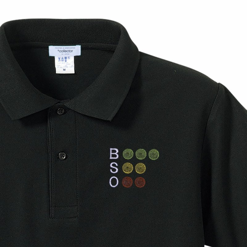 父の日に。野球好きの方のギフトに。ネオンサインBSO(ボール、ストライク、アウト)刺繍ポロシャツ　XXXLサイズまで - 女襯衫 - 其他材質 黑色