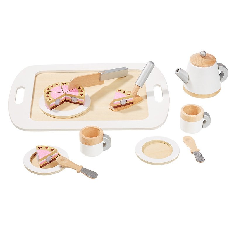 The dessert-controlled afternoon tea party started. Wooden afternoon tea accessories set - ของเล่นเด็ก - ไม้ 