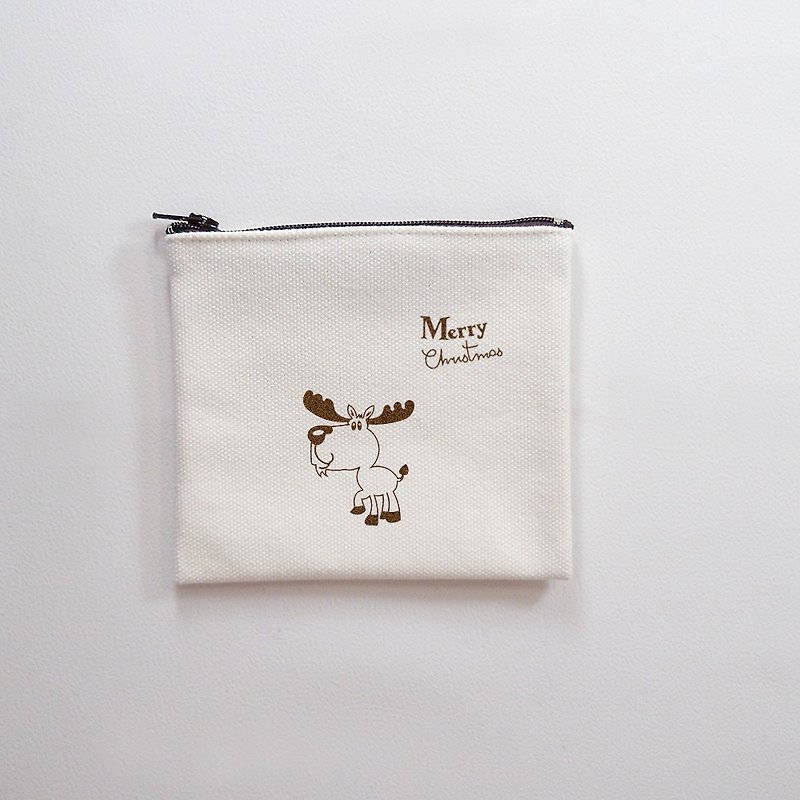 Christmas Christmas gift exchange portable canvas bag special guest character customization - กระเป๋าสตางค์ - ผ้าฝ้าย/ผ้าลินิน ขาว