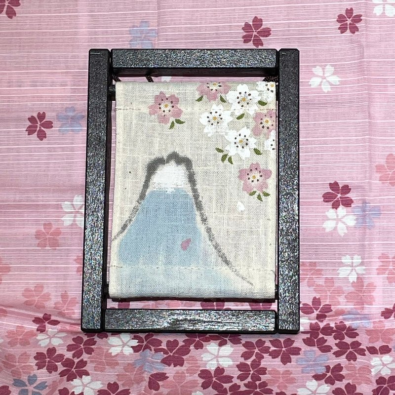 京都手繪亞麻畫框-櫻富士 - 擺飾/家飾品 - 棉．麻 