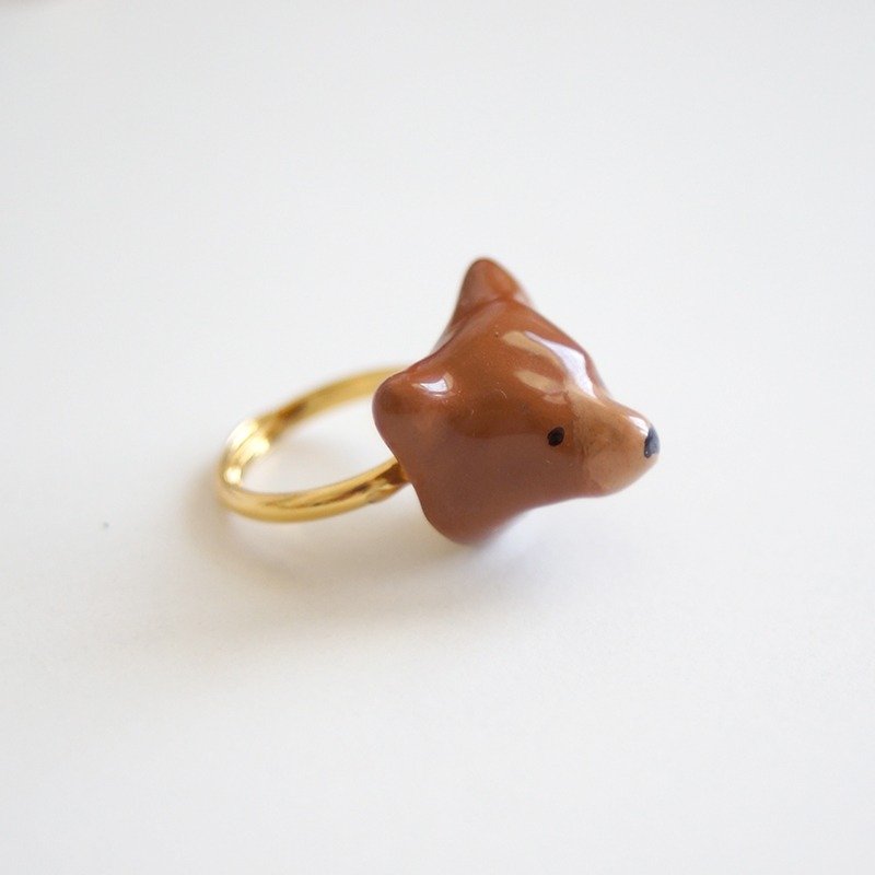[Forest horn] Ring small brown bear - General Rings - Other Materials 