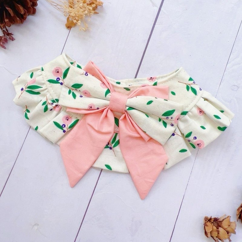 Pink flower big bow scarf XXS - ชุดสัตว์เลี้ยง - วัสดุอื่นๆ 