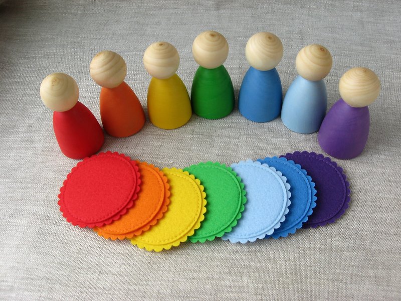 Color Large  Wood Peg Dolls - Sorting  Kids  toy - Great toddler gift