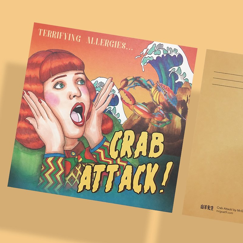 Crab Attack Postcard - การ์ด/โปสการ์ด - กระดาษ สีส้ม